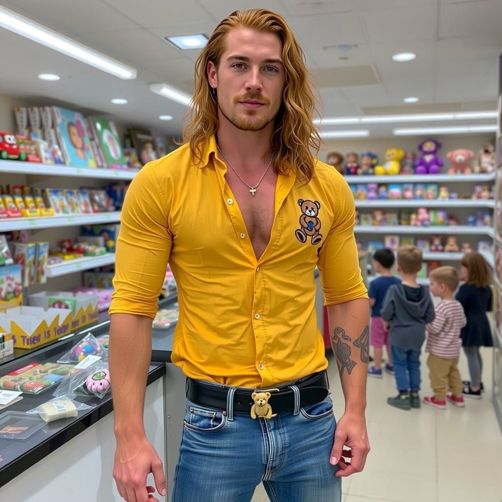 Handsome Man in Toy Store, Detailed Portrait