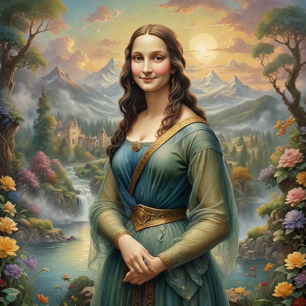 Mona Lisa Art Nouveau Fantasy Painting