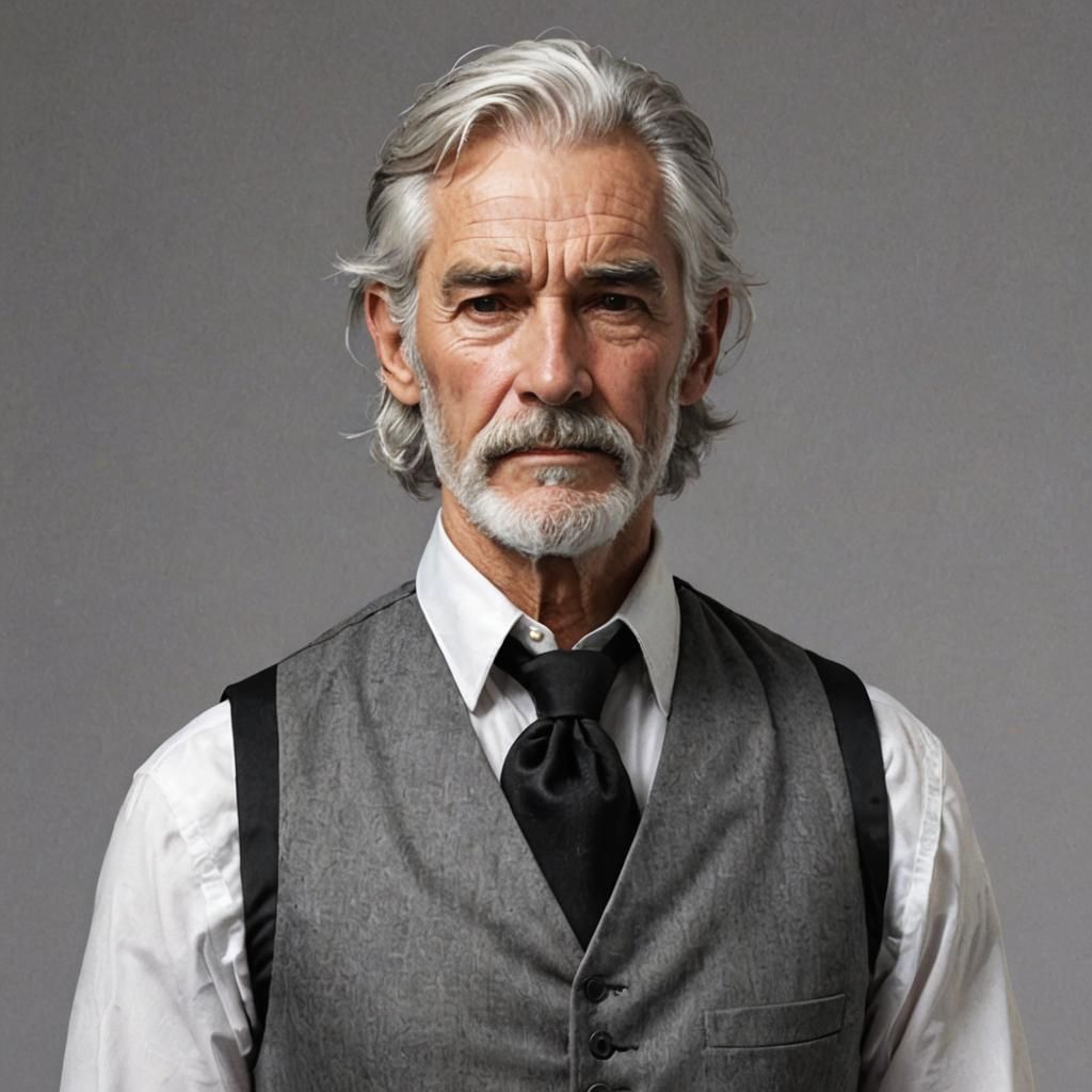 Realistic Portrait of an Old Man with Vest