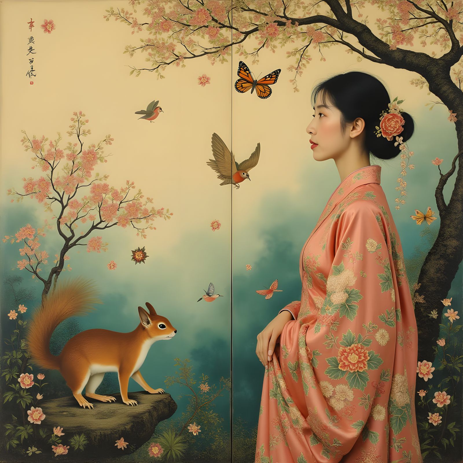 Surreal Lady in Ethereal Lacquer Landscape