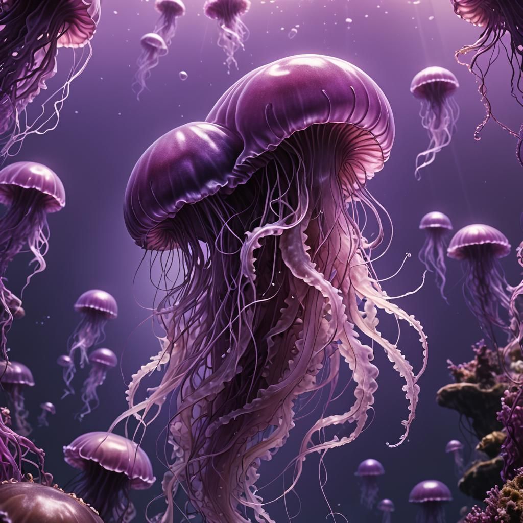 Light Purple Jellyfish in a Purple Sea