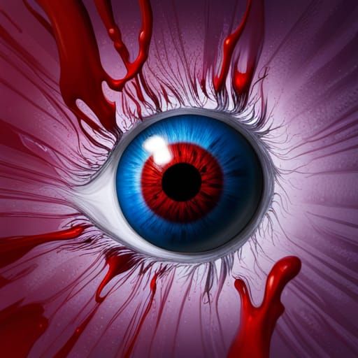 Hyperrealistic Eyeball in Blood Splash Art