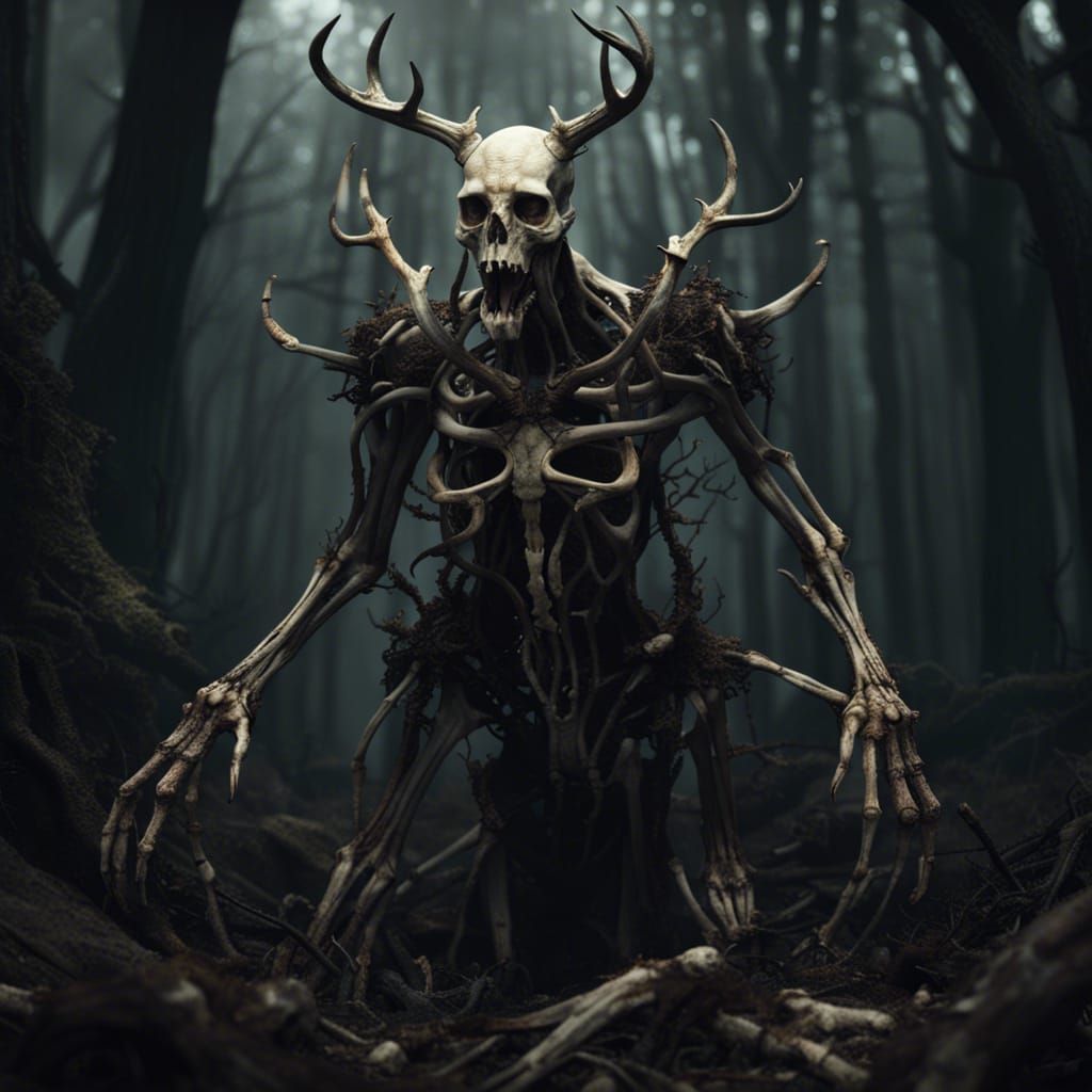 Four-Armed Bone Monster in Dark Forest