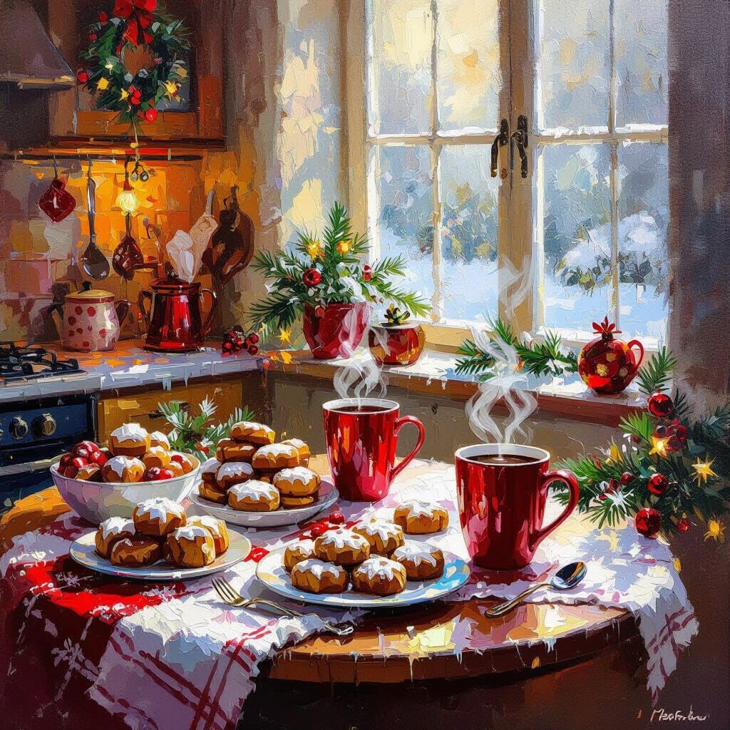 Cozy Christmas Kitchen with Holiday Treats