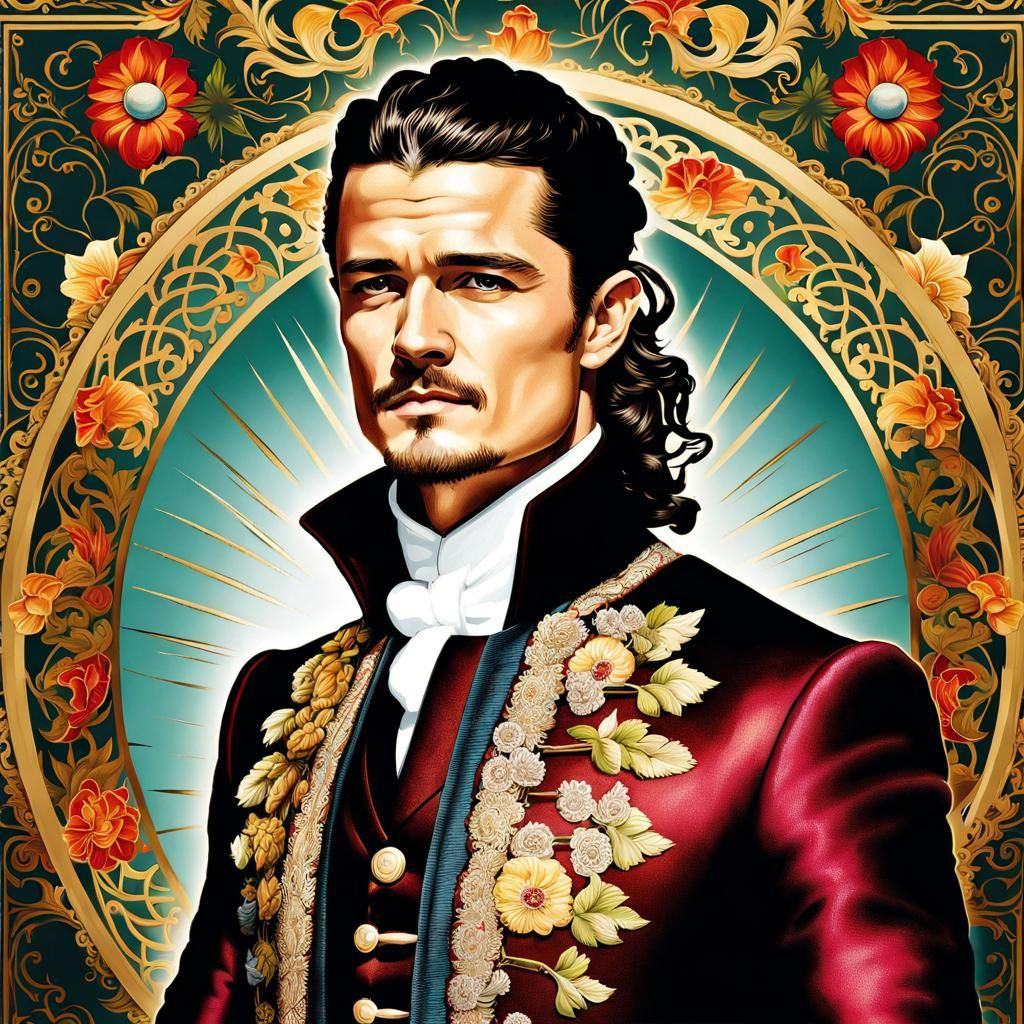 Orlando Bloom in Regency Costume: Detailed Portrait