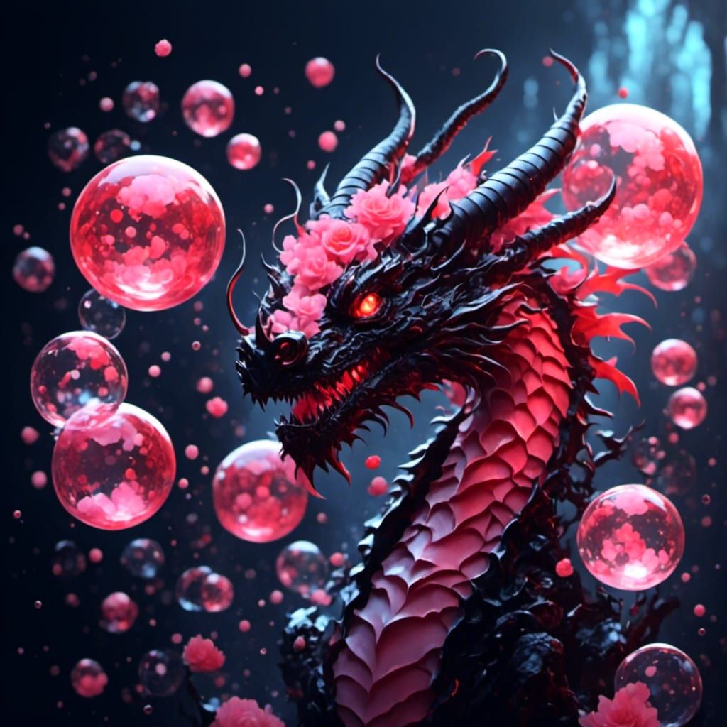Glossy Dragon Chasing Bubbles