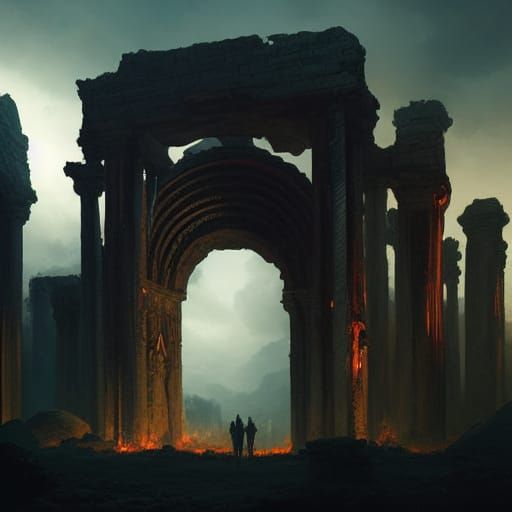 Epic Alien Ruins in Dark Fantasy Style