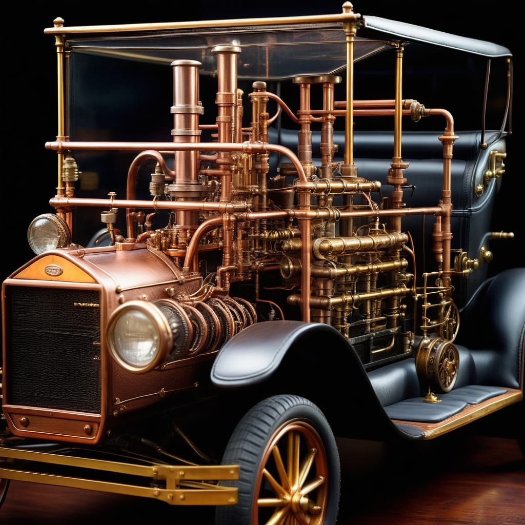 Steampunk Model T Ford with Brass and Copper