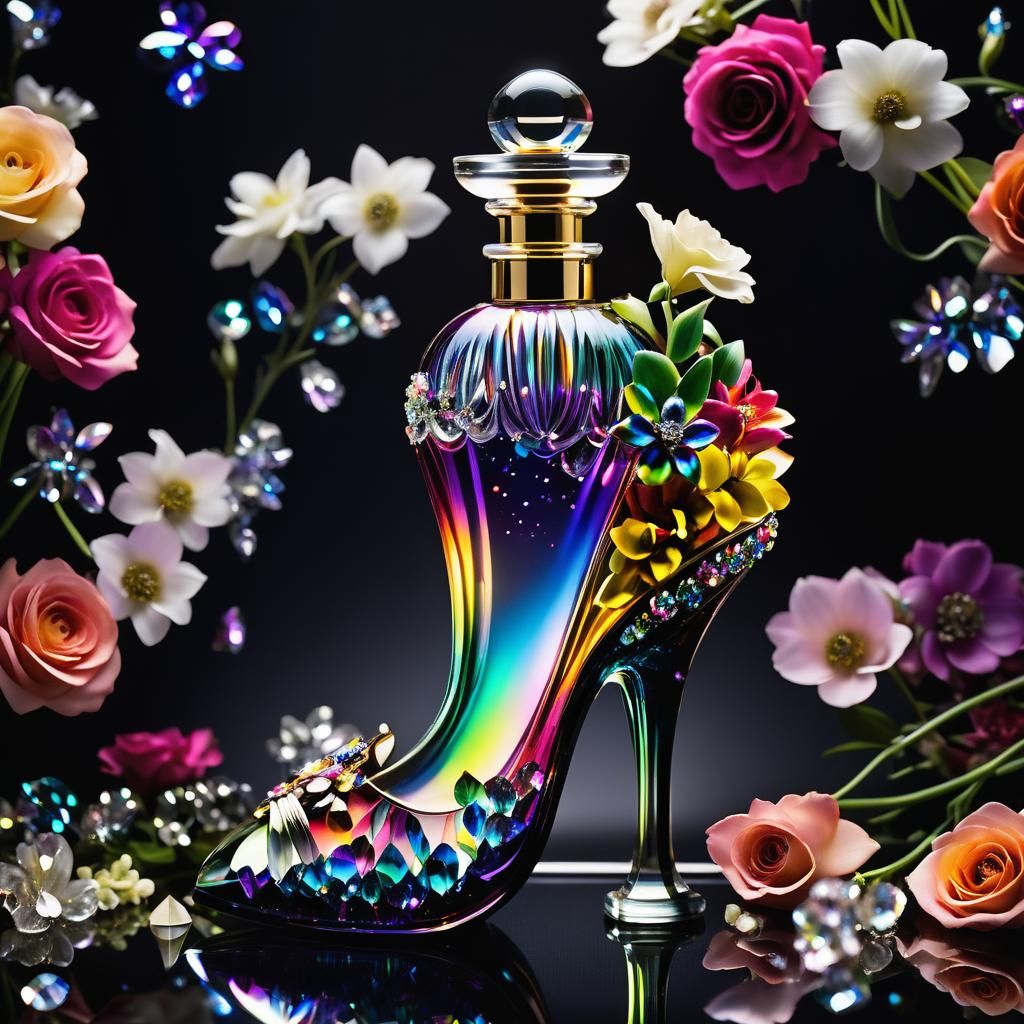 Opulent Stiletto Perfume Bottle with Floral Display