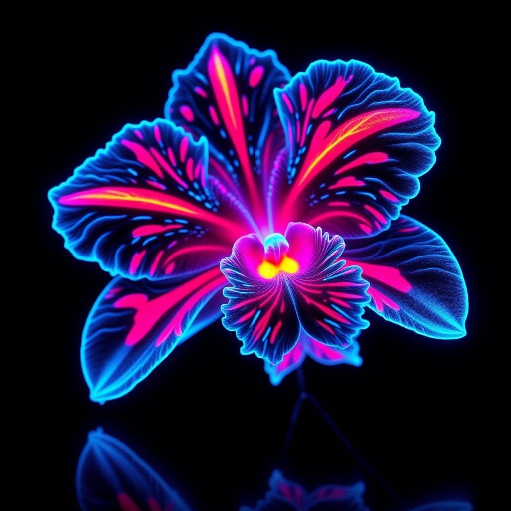 Bioluminescent Orchid in Sci-Fi Black Light