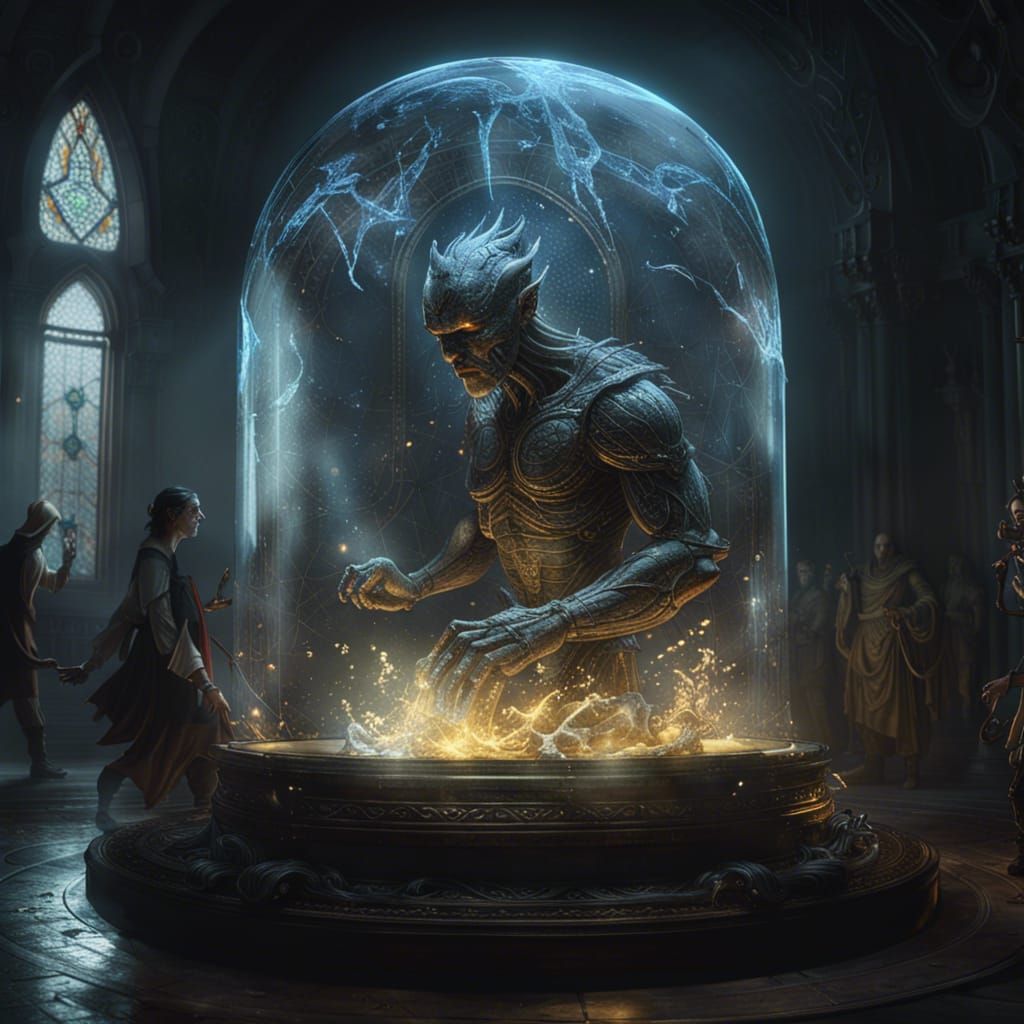 Humanoid Creature Trapped: Dark Fantasy Art