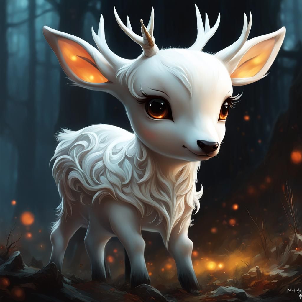 Chibi Ghost Deer Portrait in Detailed 3D
