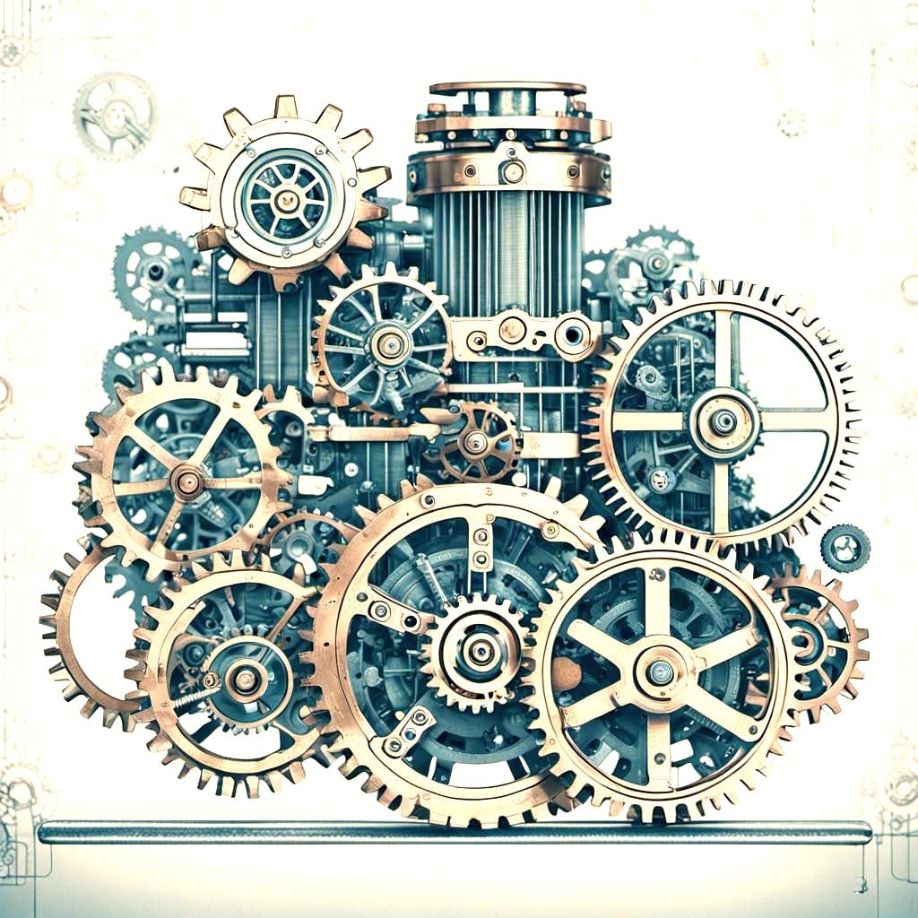 Interconnected Gears in Steampunk Engine Design