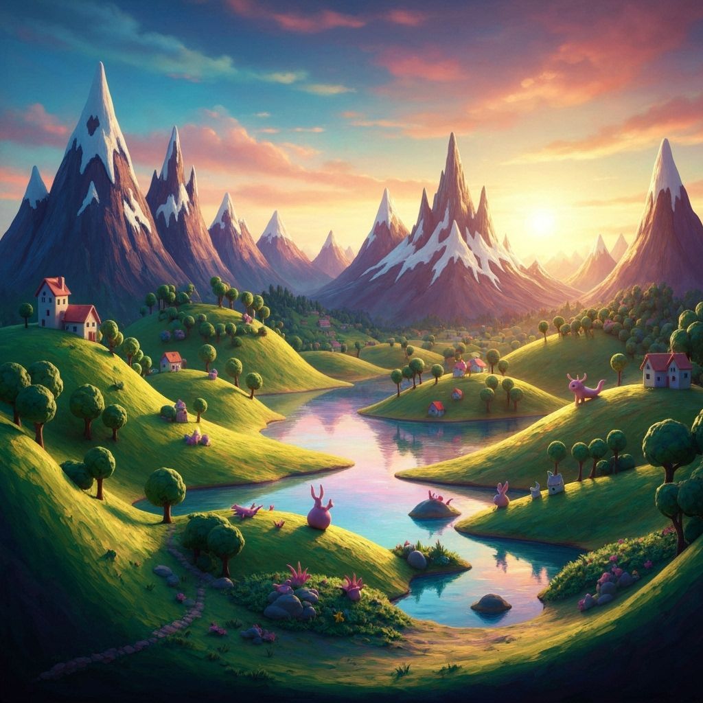 Colorful Clay Landscape Diorama in Impressionist Style