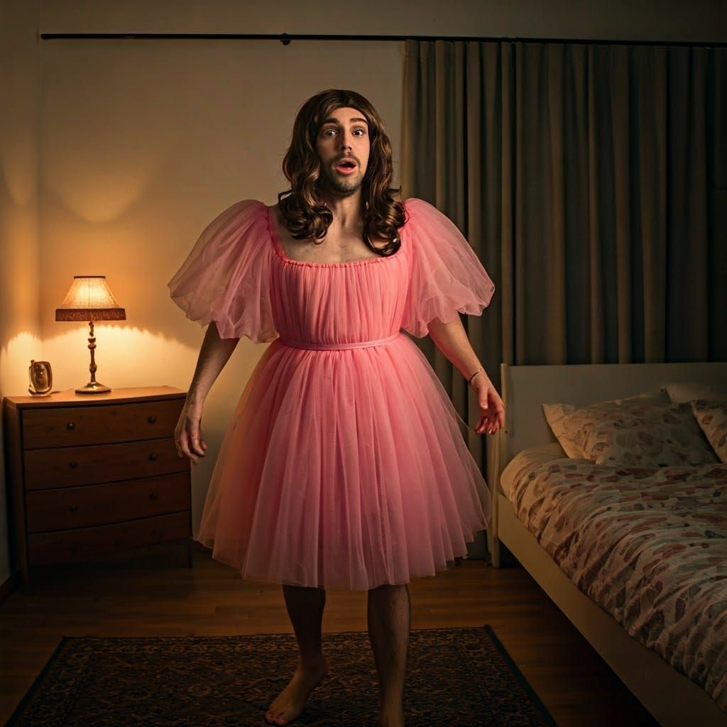 Young Man Caught in Shocking Moment of Crossdressing in Bedr...