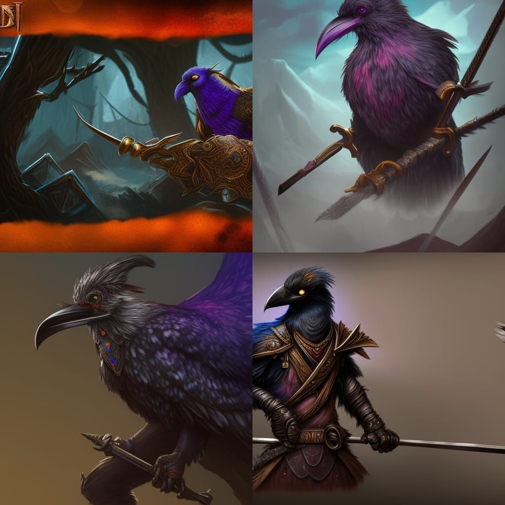 Kenku Archer: Raven Warrior Hero in Detailed Painting