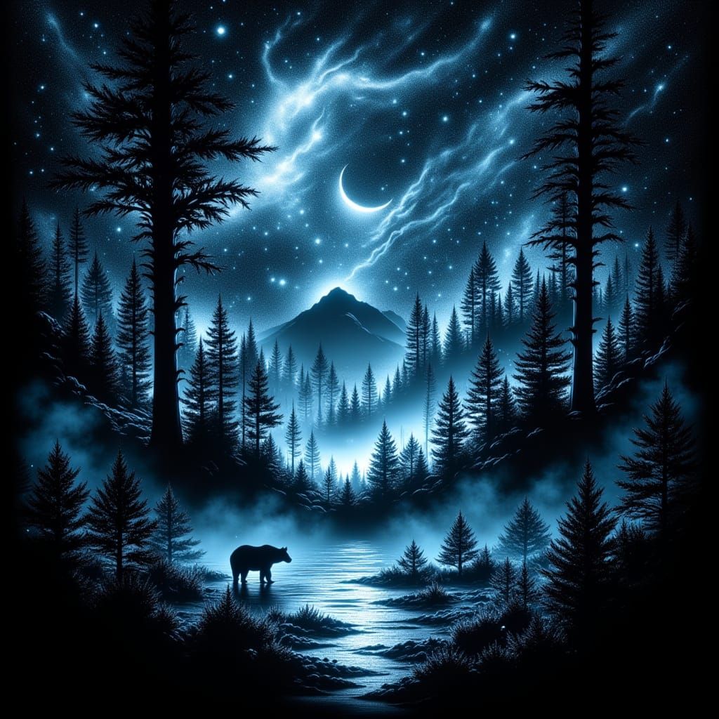 Mystical Galaxy Merging with Earth in Double Exposure