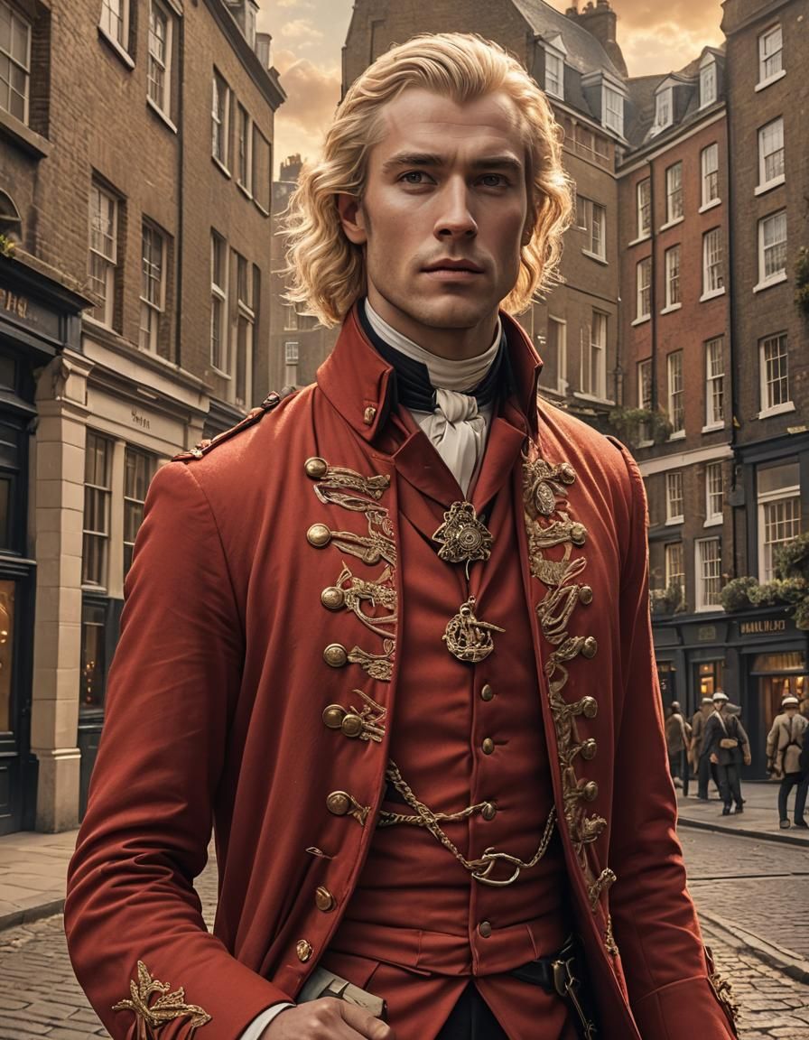 British Redcoat in London Street, Digital Painting