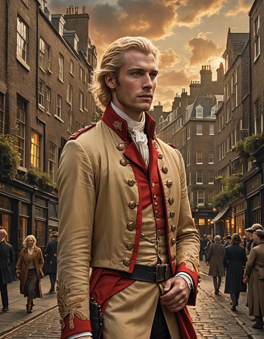British Redcoat in London: Golden Hour Digital Painting
