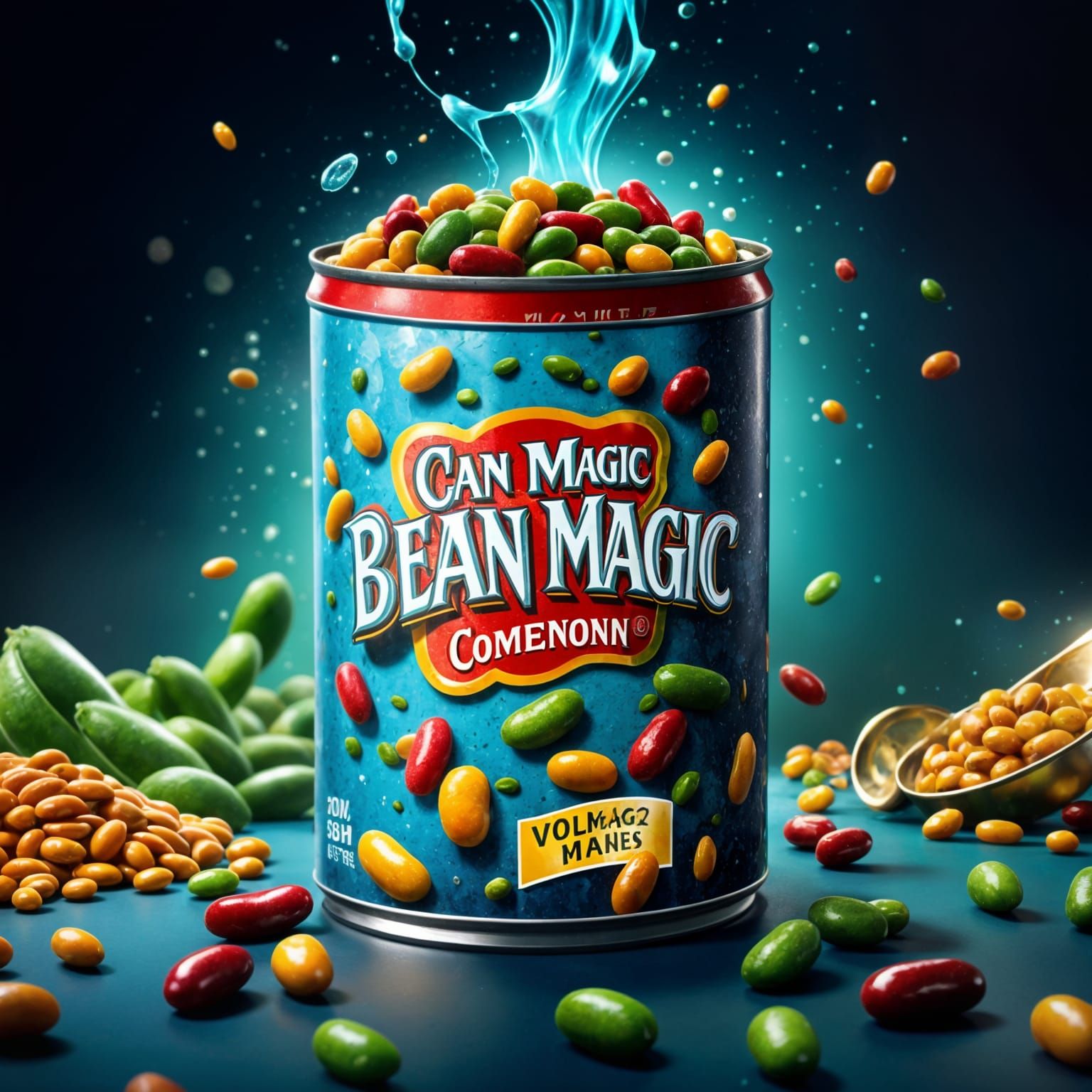 Funny Magic Beans Packaging: Photorealistic Concept Art