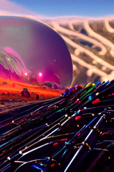 Neon Fiber Optic Sea: Cosmic Digital Art