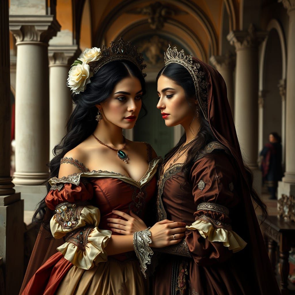 Baroque Lovers in Palatial Setting