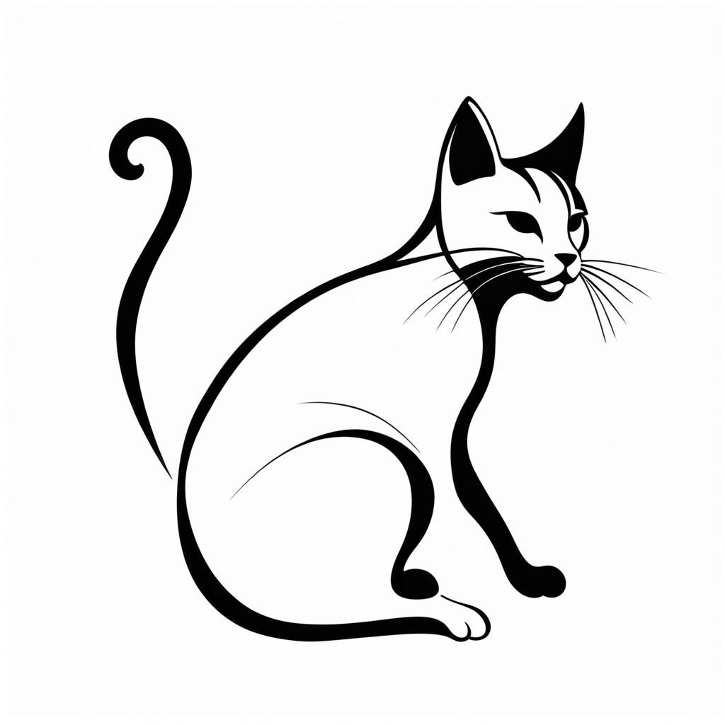 Minimalist Single Line Art of a Jumping Cat