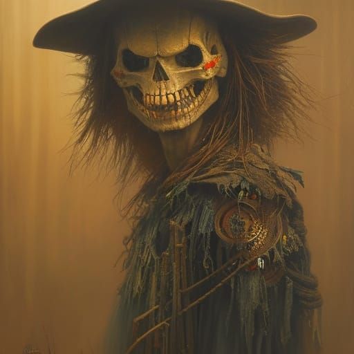 Eerie Scarecrow Portrait in Dark Fantasy Style