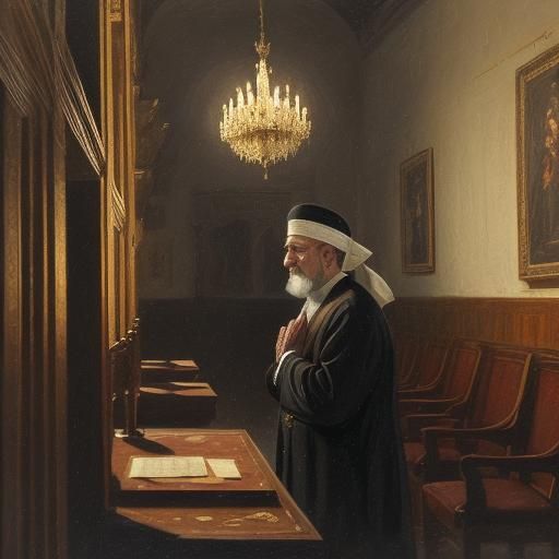Chiaroscuro Painting of a Jewish Man Praying