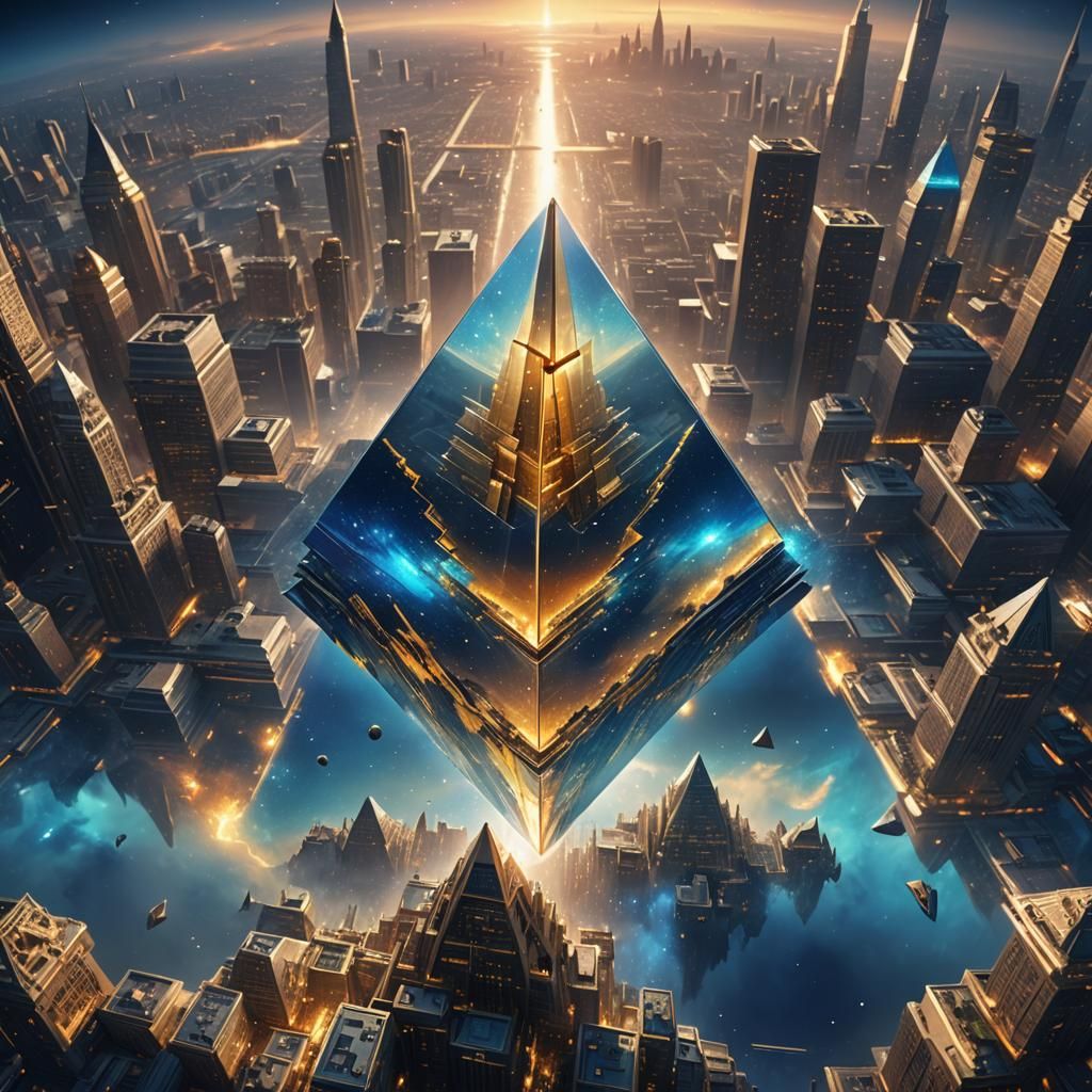 Glass Pyramid Cityscape in Galaxy Wing: Fantasy Concept Art