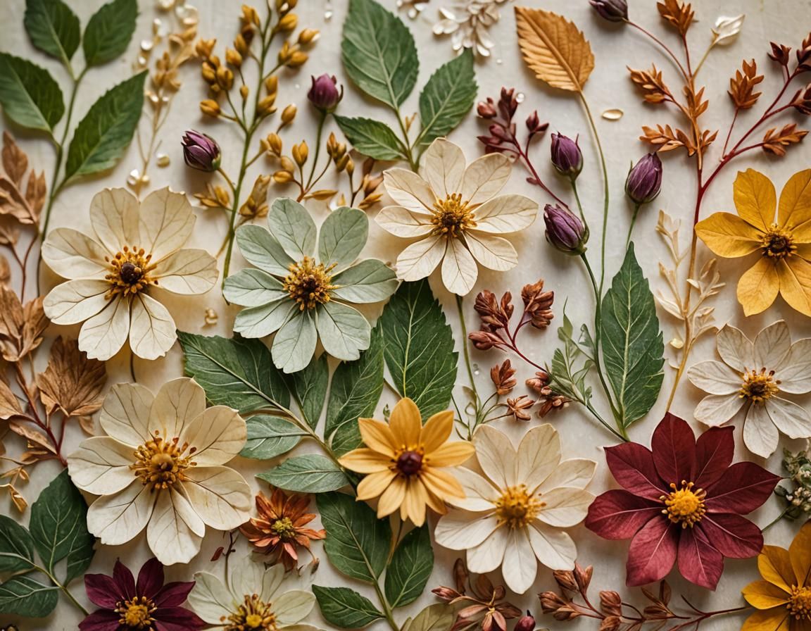Delicate Pressed Flowers and Leaves: Botanical Art