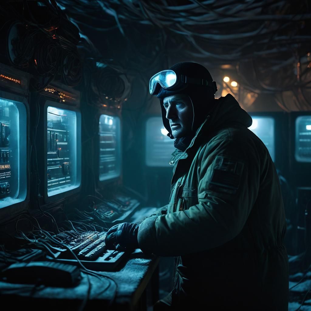 Desolate Antarctic Base: Cinematic Film Still