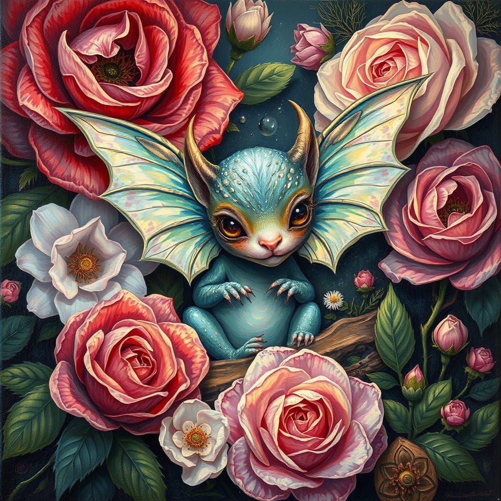 Mythical Creature Portrait in Surreal Wonderland