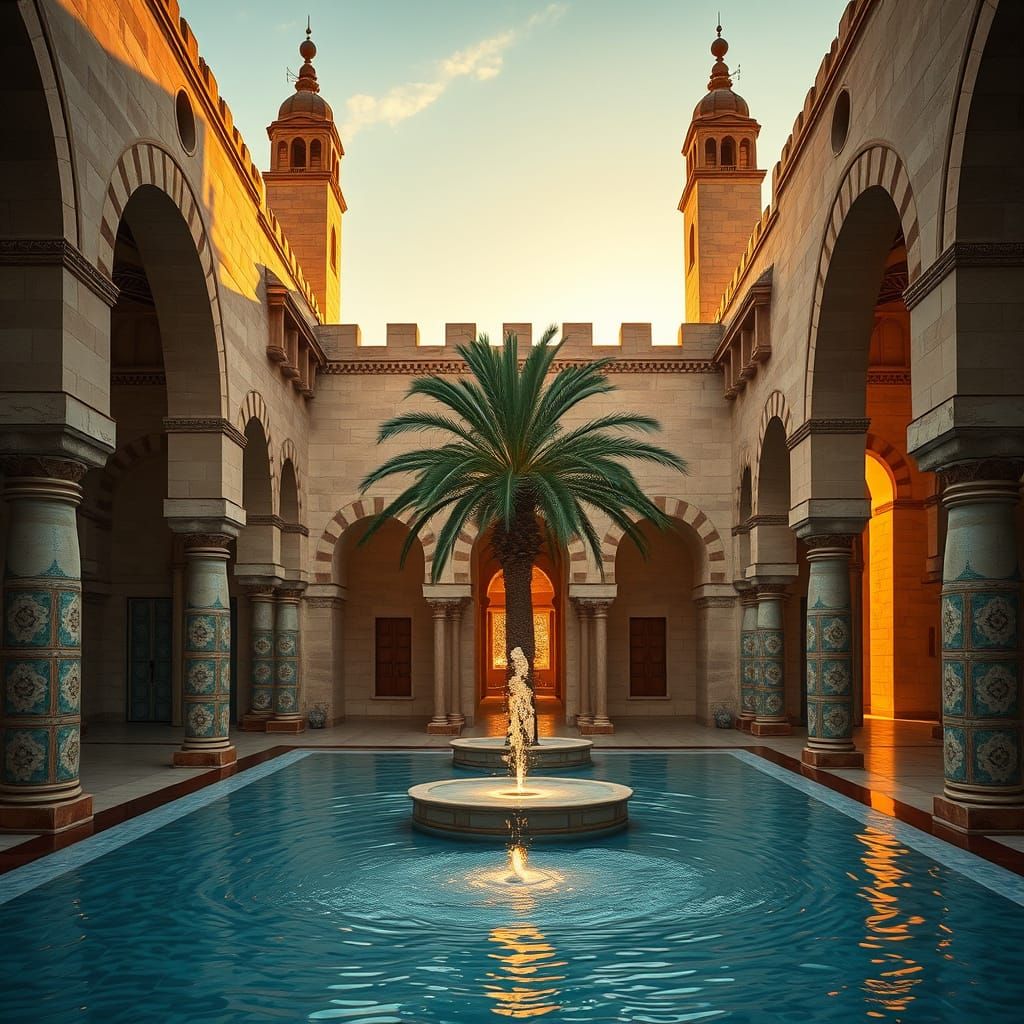 Andalusian Alcazaba Fortress at Golden Sunset