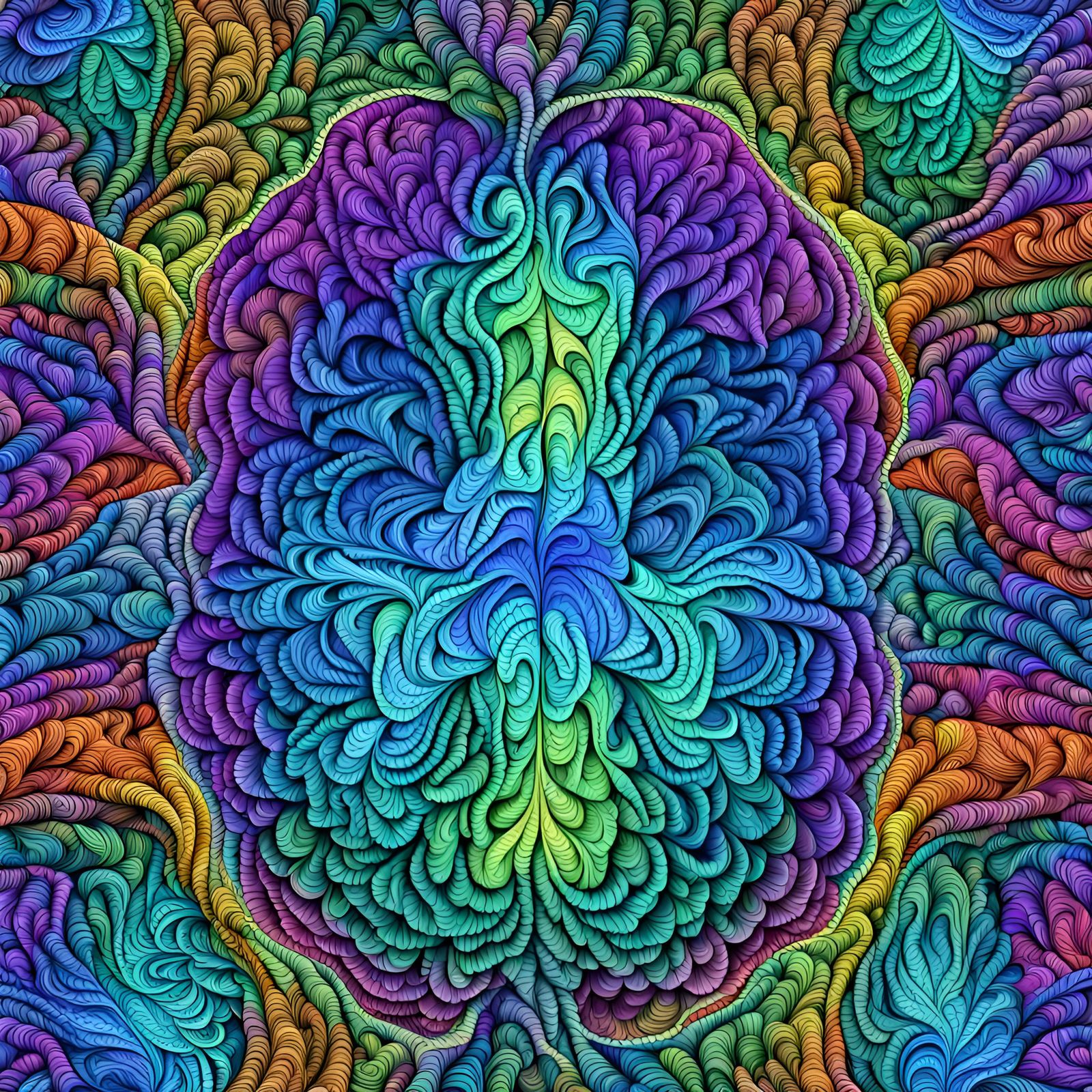 Opalescent Brain Scan: Abstract Vector Fractal Art
