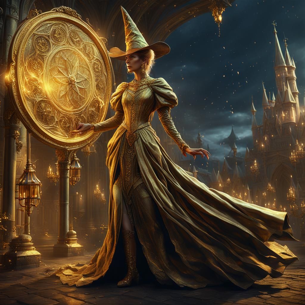 Golden Witch in Detailed Fantasy Art