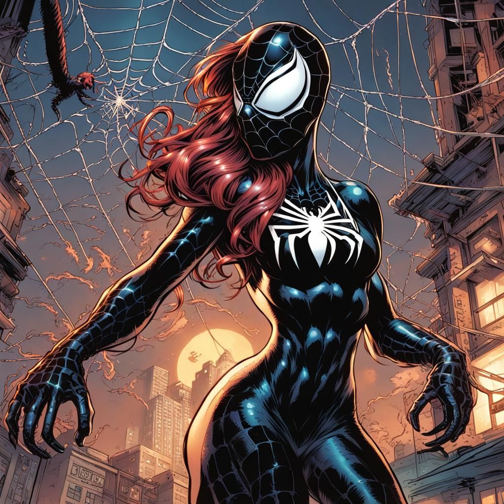 Spider Girl in Venom Symbiote Bikini: Comic Art