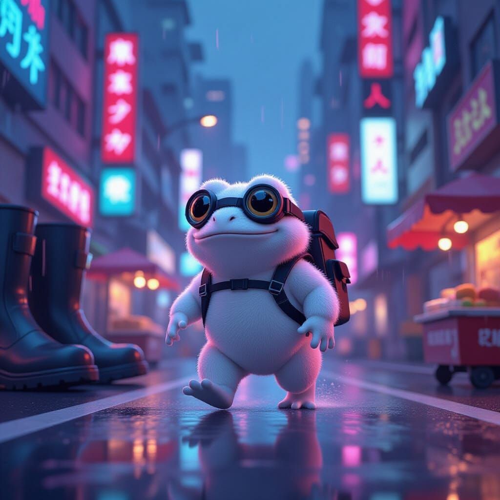 Frog's Futuristic City Hop: A 4K Animated Adventure