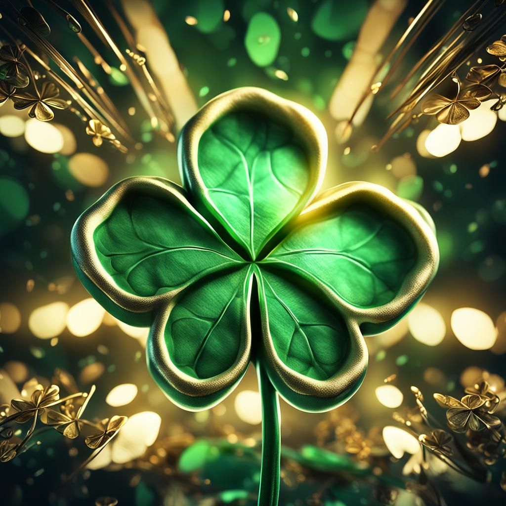 Surreal Four-Leaf Clover with Molar in 3D