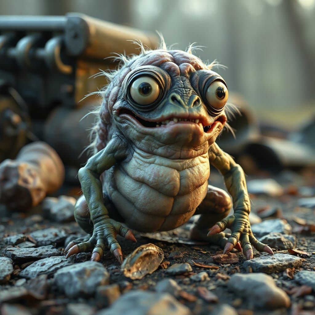 Unnerving Chupacabra-Yeti Hybrid in 3D Pixar Style