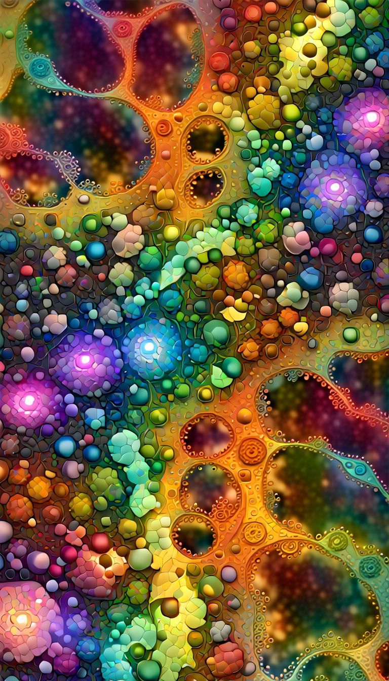 Iridescent Rainbow Titanium Shapes in Psychedelic Art