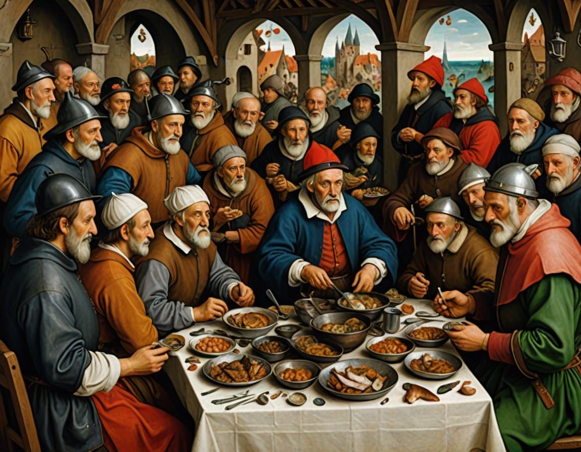 Medieval Feast of the First Fish, Bruegel Style