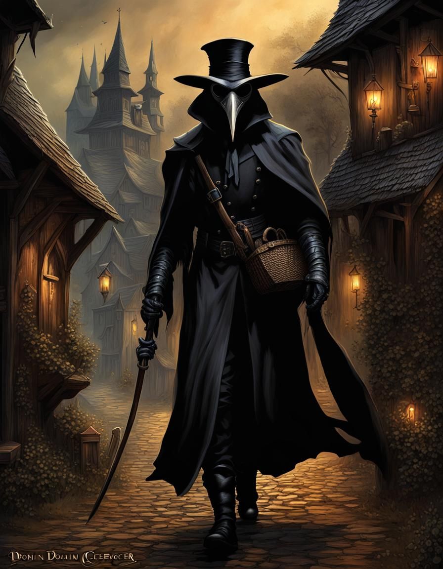 Plague Doctor in Dark Fairytale Village