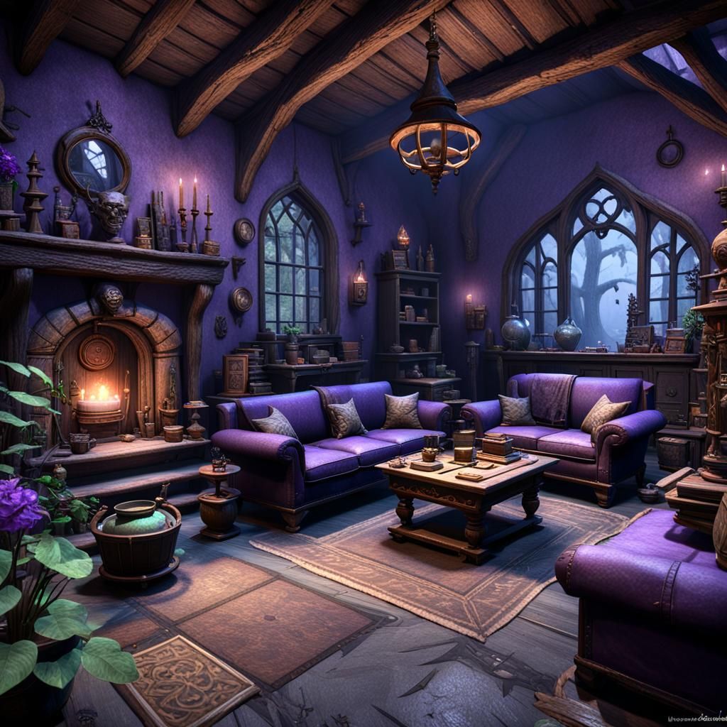 Magical Witch Cottage Living Room in 3D