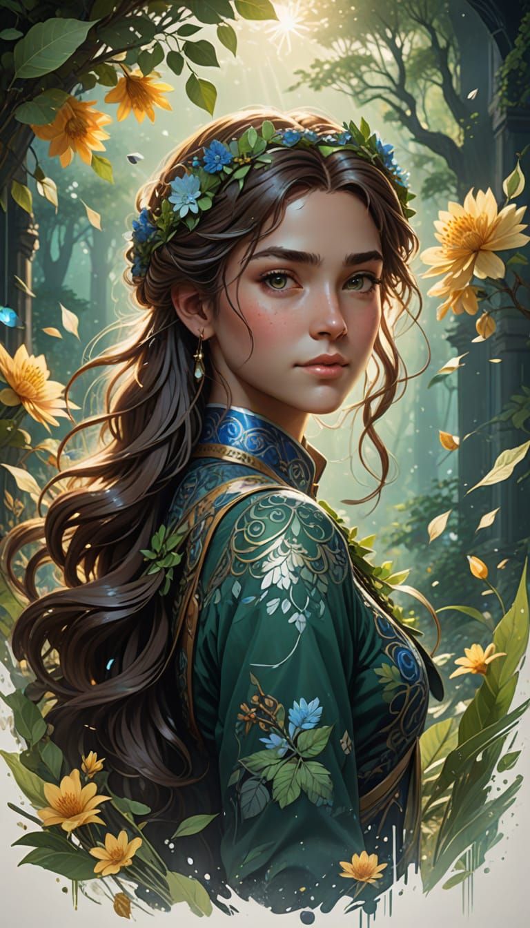 Gentle Goddess in Whimsical Ghibli Style