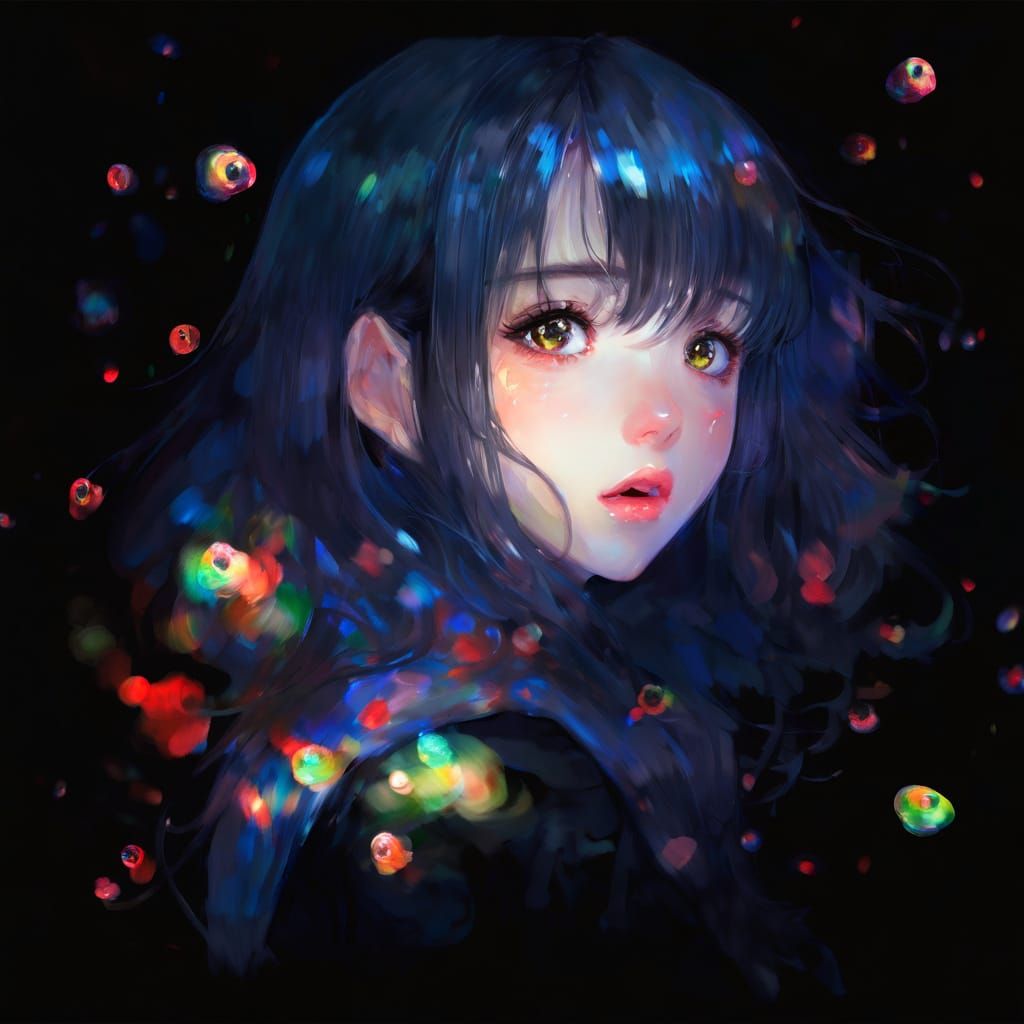 Dreamy Impressionist Portrait with Anime-Inspired Eyes