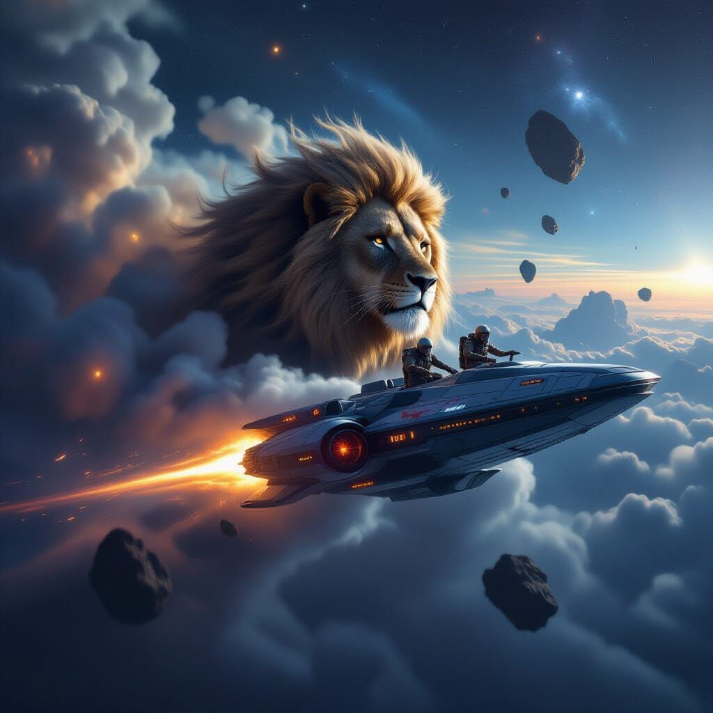Cosmic Cloud Lion & Mercenary Starship Crew