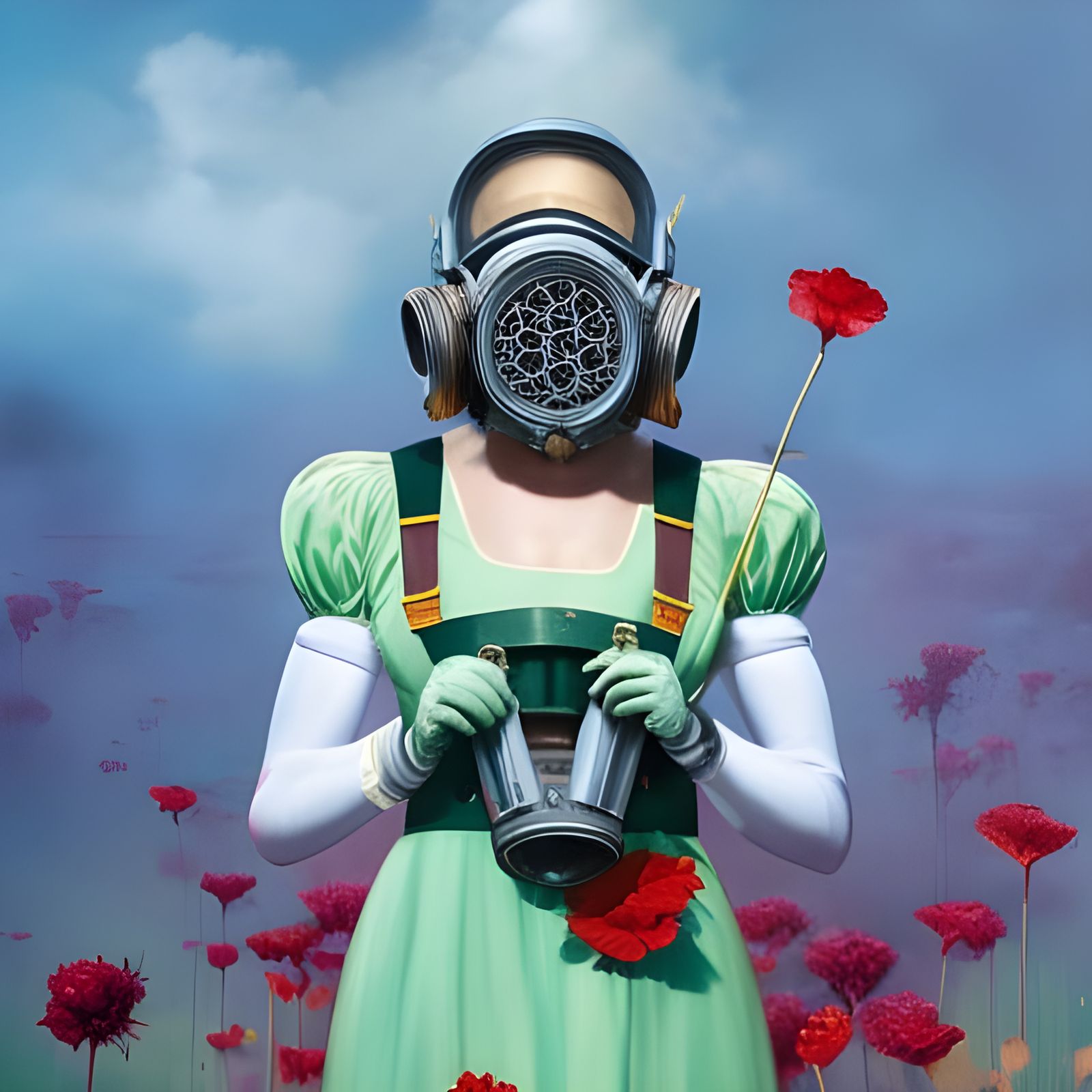 Dorothy in Oz: Gas Mask Flowers in Matte Painting