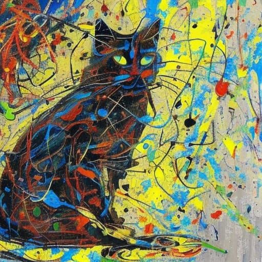 Chunky Cat in Style of Jackson Pollock