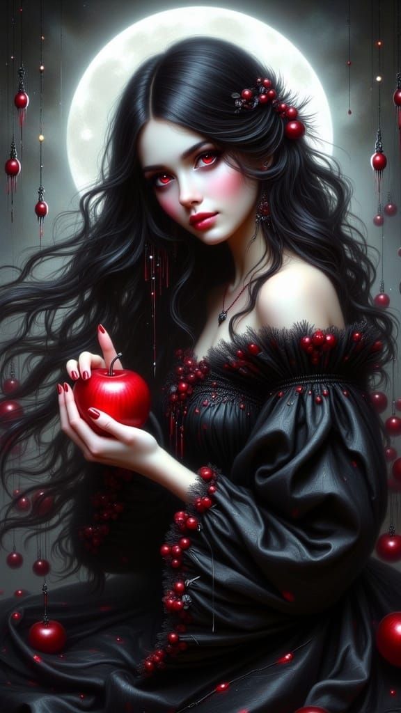 Gothic Snow White Under Lunar Eclipse